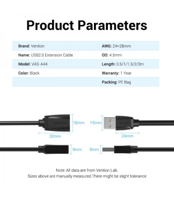 Cabo de Extensão USB 2.0 -1.5 Mts