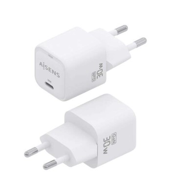 Aisens Carregador GAN 30W - 1xUSB-C PD3.0 QC4.0 - Branco