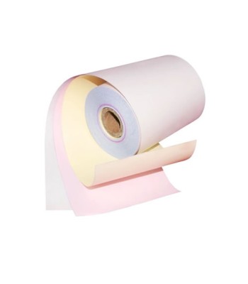 Rolos de Papel Autocopiativo 3 vias 75/76x70x11 Branco/Amarelo/Rosa - pack 10