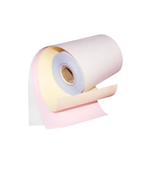 Rolos de Papel Autocopiativo 3 vias 75/76x70x11 Branco/Amarelo/Rosa - pack 10